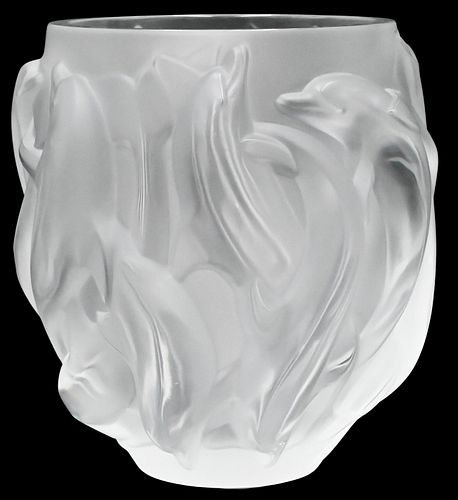 LALIQUE DAUPHINS FROSTED CRYSTAL 374b49