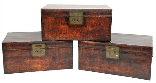 SET OF FOUR LEATHER WRAPPED CHINESE