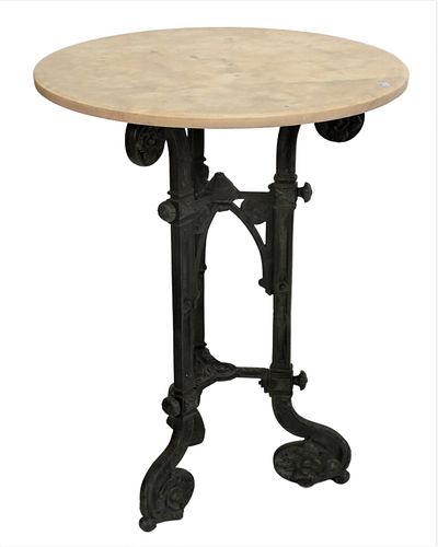 OUTDOOR IRON AND MARBLE TOP OCCASIONAL