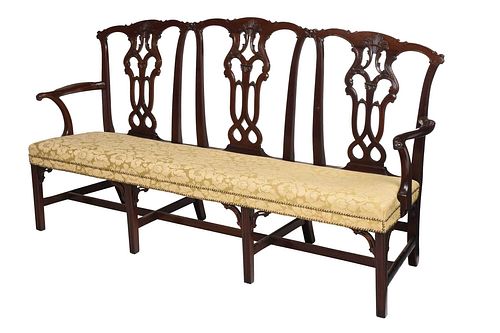 CHIPPENDALE CARVED MAHOGANY TRIPLE 374ba3