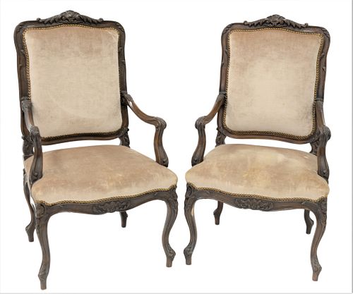 PAIR OF LOUIS XV STYLE CARVED OPEN 374bc6