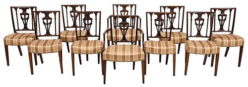 SET OF TEN GEORGE III CARVED MAHOGANY 374bcf