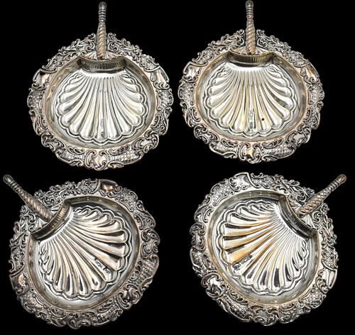 SET OF FOUR SILVER SMALL FAN STYLE 374bd6