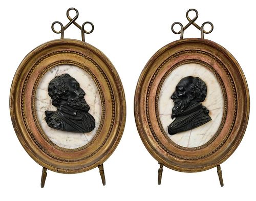 PAIR FRAMED BRONZE VALOIS PORTRAIT 374c1b