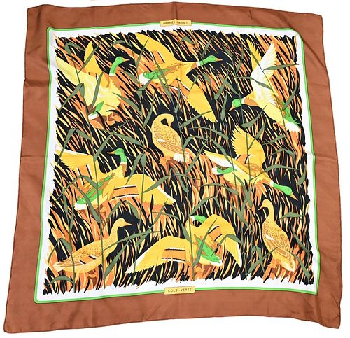 HERMES COLS VERTS SILK SCARF, WITH