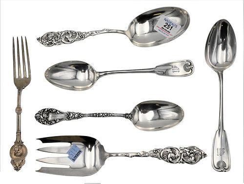 FIVE PIECE SILVER SERVING PIECES, TO