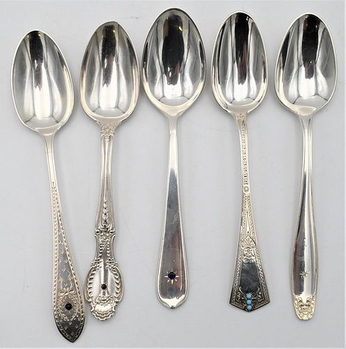 SIX VARIOUS STERLING SILVER SPOONS  3773a6