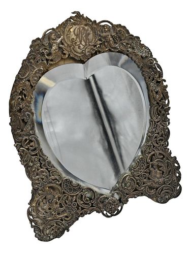 SILVER HEART SHAPED FRAMED MIRROR 3773ae