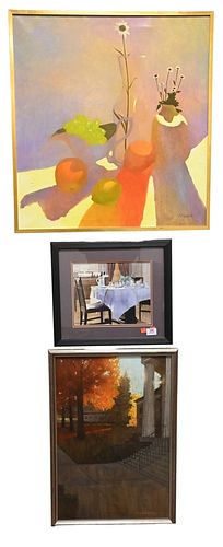 THREE FRAMED PAINTINGS, TO INCLUDE