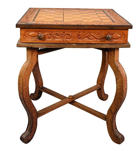 GAMING TABLE, HAVING INLAID SQUARE,