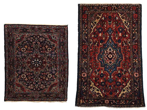 TWO PERSIAN HAND KNOTTED MATS20th 3774ba