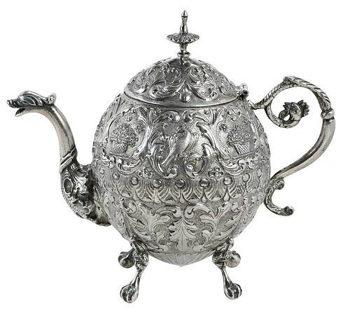 NETHERLANDS SILVER FOOTED TEAPOTmid 3774d4