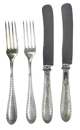 CASED GERMAN SILVER FLATWARE20th