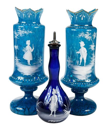 THREE MARY GREGORY STYLE GLASS