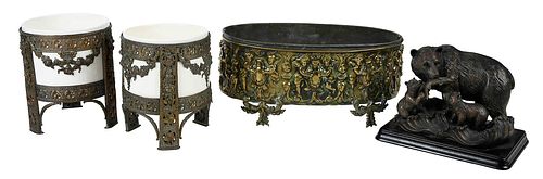 THREE REPOUSSE DECORATIVE PLANTERScomprising: