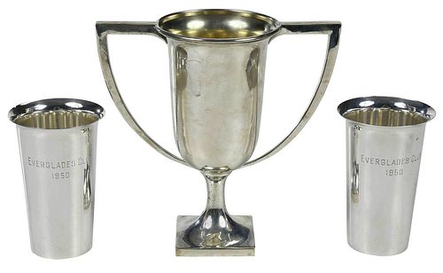 STERLING URN AND TWO TROPHY TUMBLERSAmerican,