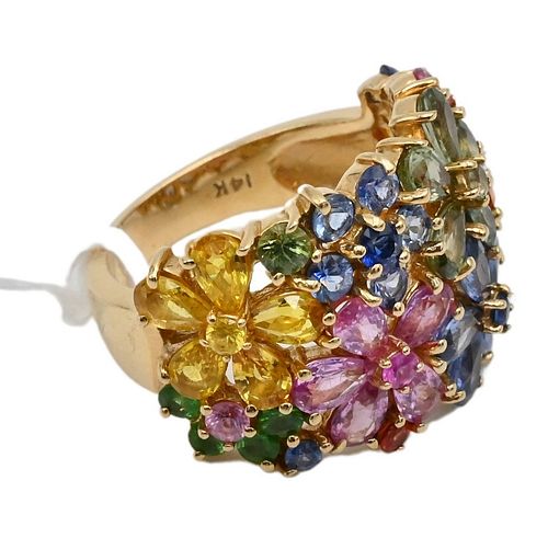 14 KARAT GOLD MULTICOLOR SAPPHIRE 37759a