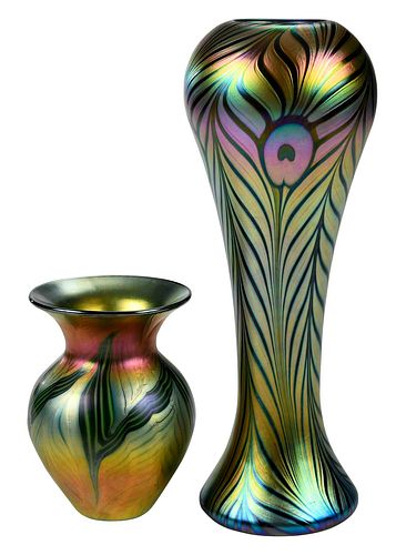 TWO LUNDBERG STUDIO ART GLASS VASESAmerican,