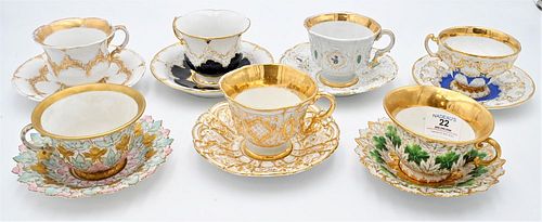 SEVEN MEISSEN CUPS AND SAUCERS  3775c7