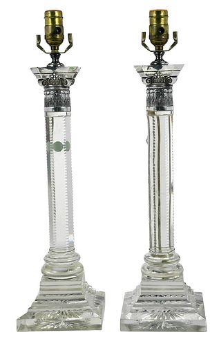PAIR OF CRYSTAL LAMPS20th century,