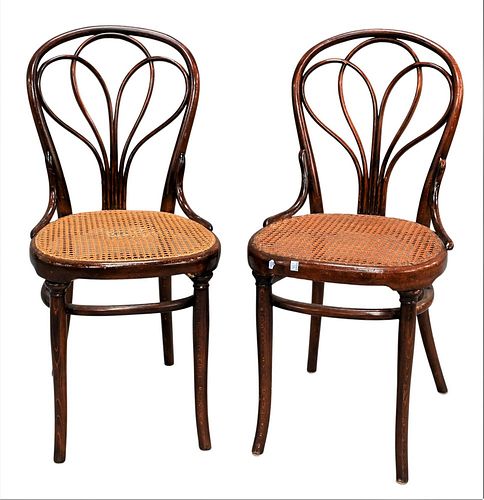 SET OF SIX BENTWOOD THONET CHAIRS, HAVING