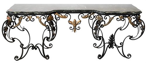 MARBLE AND IRON HALL TABLE HAVING 377633