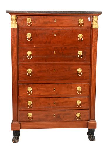 MAHOGANY SECRETAIRE, HAVING GREY