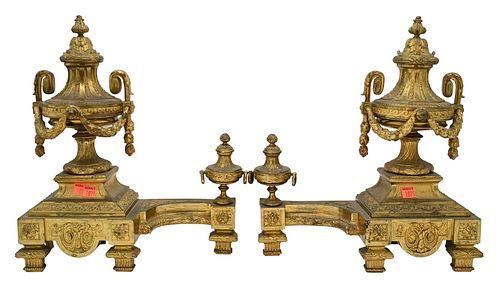 PAIR OF GILT BRONZE FRENCH CHENETS,