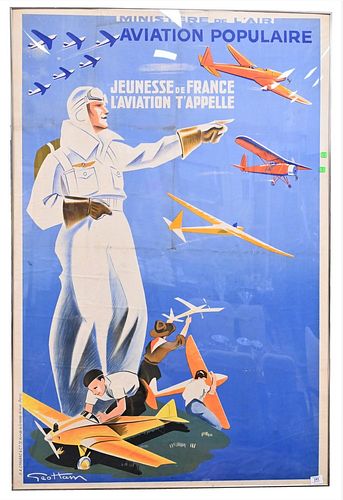 LARGE AVIATION POPULAIRE 1937 POSTER  37769d