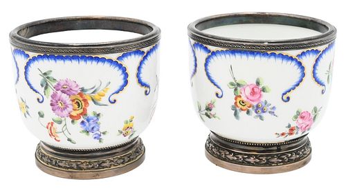 PAIR OF SEVRES CACHE POTS, HEIGHT