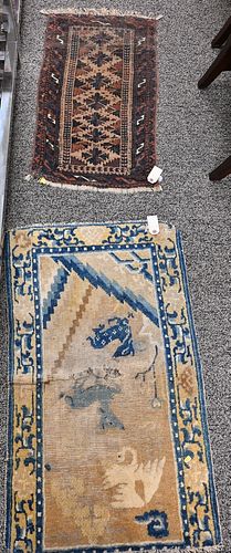 SIX ORIENTAL MATTS, ALL WORN, 2'