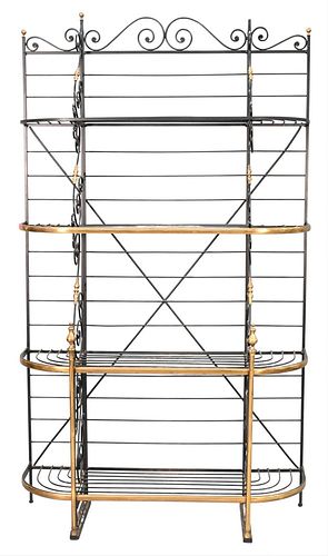 IRON AND BRASS TRIMMED BAKERS RACK,