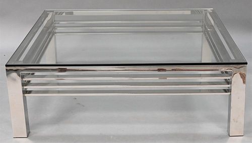 CHROME AND GLASS COFFEE TABLE  3776f4