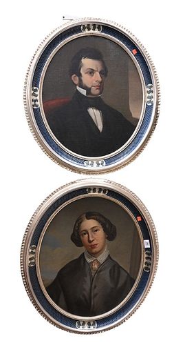 PAIR OF VICTORIAN OVAL PORTRAITS,