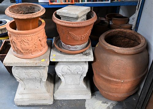 LARGE OUTDOOR POTTERY GROUPING,