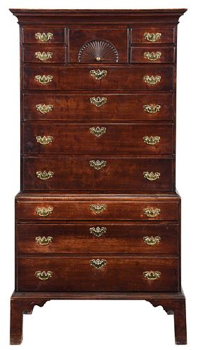 AMERICAN CHIPPENDALE FAN CARVED CHEST