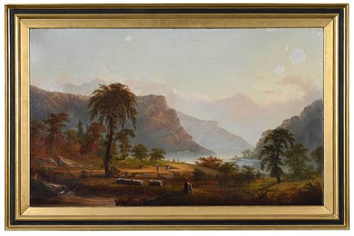 LANDSCAPE WITH FARMERS(American, 19th