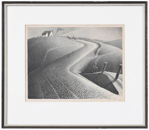 GRANT WOOD LITHOGRAPH, MARCH(American,