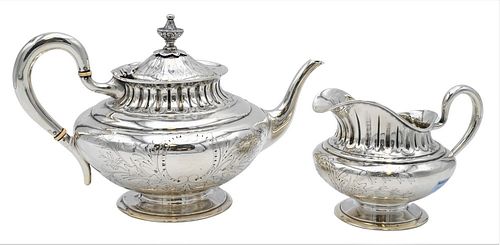 FRENCH SILVER TEAPOT AND CREAMER  3778d6