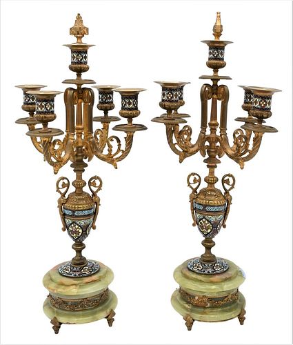 PAIR OF FRENCH BRONZE CANDELABRAS,