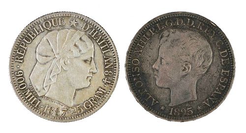 HAITI AND PUERTO RICO SILVER CROWNS1887 377919