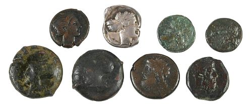 EIGHT ANCIENT SYRACUSIAN COINStwo examples