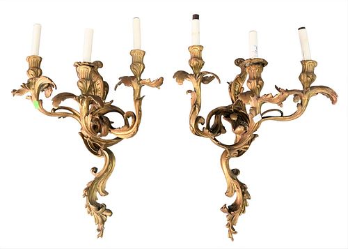 PAIR OF FRENCH BRONZE CANDLE SCONCES,