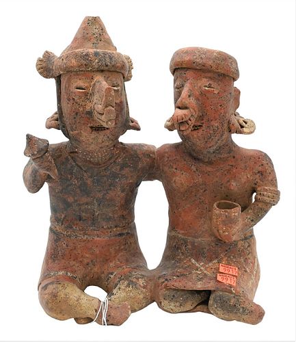 PRE COLUMBIAN POTTERY DOUBLE FIGURE  3779b3