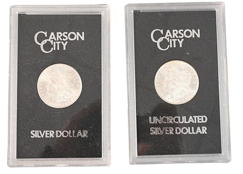 TWO 1882 CARSON CITY MORGAN SILVER