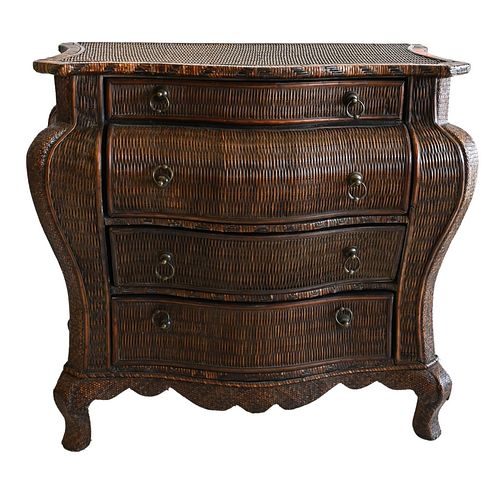 WICKER BOMBAY STYLE CHEST OF FOUR