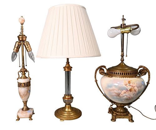 THREE TABLE LAMPS, TO INCLUDE FRENCH