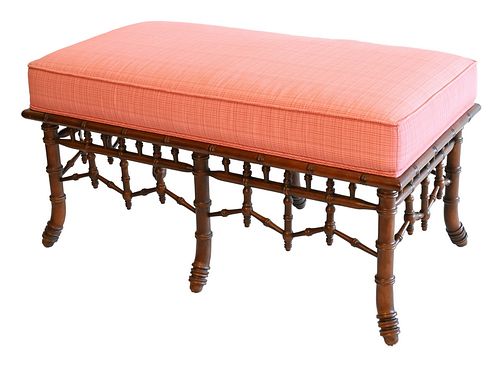 BENCH WITH PINK UPHOLSTERED TOP