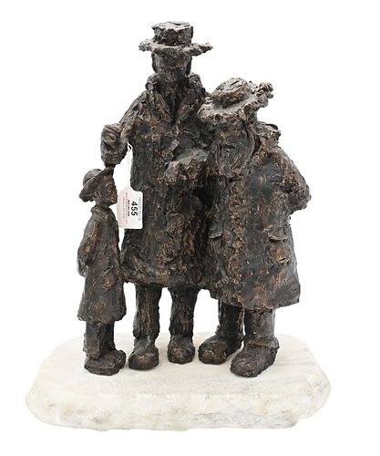 LARGE FIGURAL BRONZE, THREE GENERATIONS,