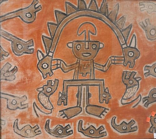 PRE COLUMBIAN PAINTING ON CLOTH  377ac9